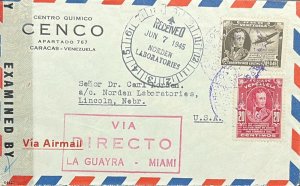KV)1945 VENEZUELA, COMMERCIAL AIR MAIL COVER DEPARTING FROM CARACAS AND TRAVEL