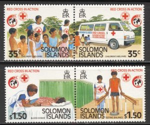 Solomon Islands Scott 636a,638a MNHOG Pairs - 1989 125th of Red Cross- SCV $5.25