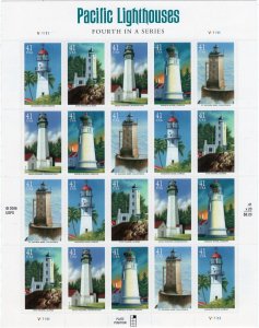 Scott #4150a Pacific Lighthouses (Diamond Head) Full Sheet of 20 Stamps - MNH