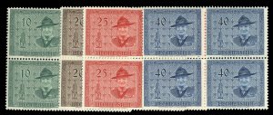 Liechtenstein #270-273 Cat$150+, 1953 Boy Scouts, set of four in blocks of fo...
