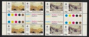 Ascension Royal Geographical Society 2 Gutter Blocks 1980 MNH SC#266-267