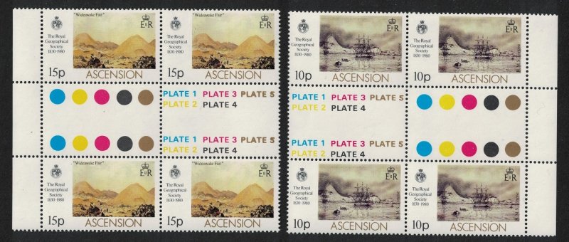 Ascension Royal Geographical Society 2 Gutter Blocks 1980 MNH SC#266-267