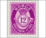 Norway Mint NK 243 Posthorn and Lion III (no wmk) 12 Øre Violet purple