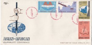 Indonesia # 593-596, Asian-African Journalist's Conference, First Day Cover