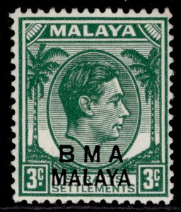 MALAYSIA - Malaya BMA GVI SG4, 3c yellow-green, LH MINT.