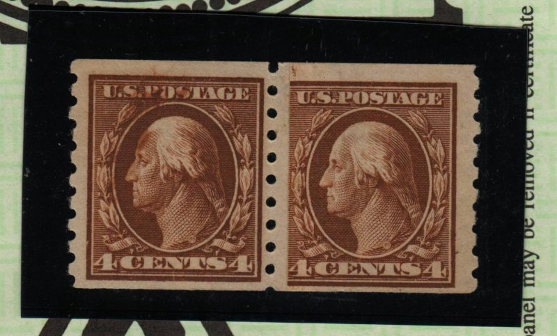 1912 Sc 395 brown coil  MNH  plate no. 5574  paste-up CV $500