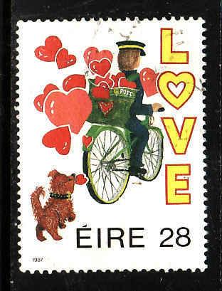 Ireland-Sc#680-used 28p Postman-Love-1987-