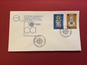 Cyprus First Day Cover Europa 1980 Stamp Cover R43018