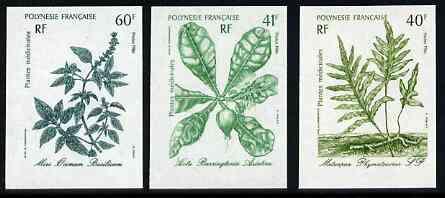 French Polynesia 1986 Medicinal Plants #1 imperf set of 3...