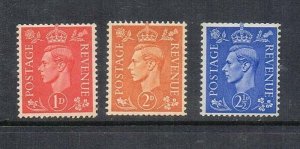 Great Britan 1942 KGVI SG 486a,488a,489a Wmk S.way MNH