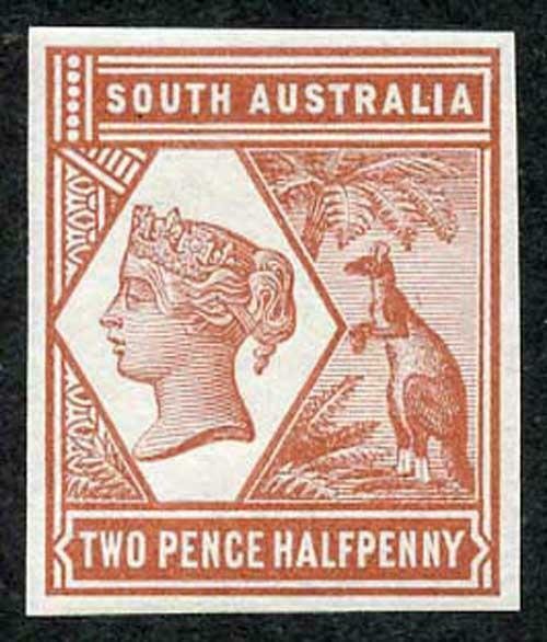 South Australia 1894 2 1/2d Colour Trial in Red brown no wmk Paper Fresh U/M