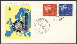 Luxembourg 1961 Sc 382-3 Europa CEPT Bird Philatelic FDC HR