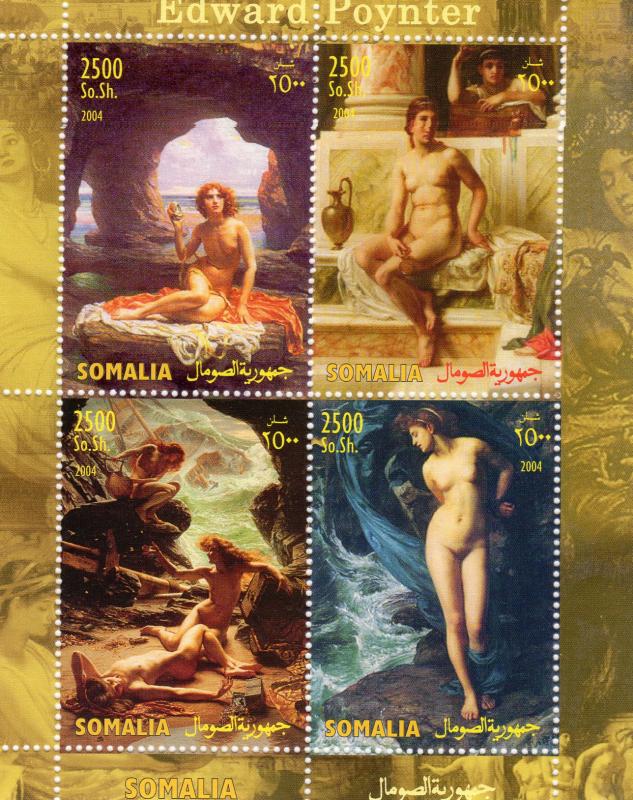 Somalia 2004 Sir Edward Poynter Nudes Paintings  Sheetlet Perforated  (4) MNH