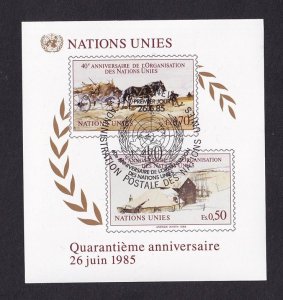 United Nations Geneva  #137 cancelled  1985 sheet  UN anniversary .