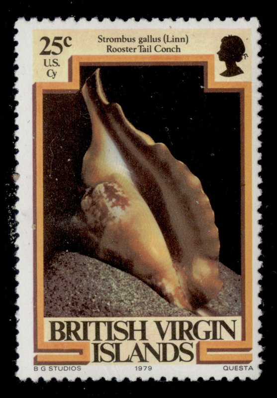 BRITISH VIRGIN ISLANDS QEII SG427, 1979 25c rooster tail conch, NH MINT.