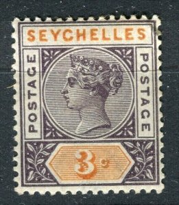 SEYCHELLES; 1893 early classic QV issue Mint hinged 3c. value