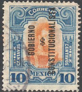 MEXICO 428, 10c REVOLUT OVPT GOBIERNO $ CONSTITUC... USED. F-VF. (551)