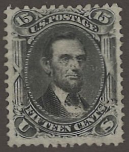 U.S. Scott# 91  1868 15c blk  Lincoln Grill  used  f