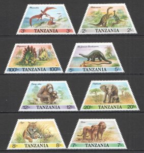 B1461 1988 Tanzania Fauna Wild Animals & Dinosaurs #422-29 Set Mnh