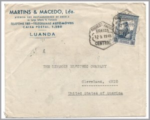 ANGOLA (Portugal) 1945 Advertising Cover - Car Batteries and Tires - 1.75 DeGama