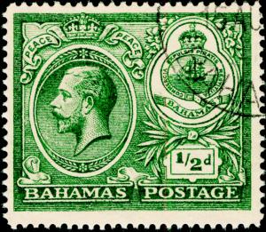 BAHAMAS SG106, ½d green, FINE USED. CDS.