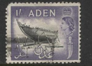 ADEN - Scott 55A- QEII Definitive- 1953-  Used - Single 1/-c Stamp