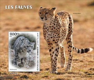 DJIBUTI - 2023 - Big Cats - Perf Souv Sheet - Mint Never Hinged