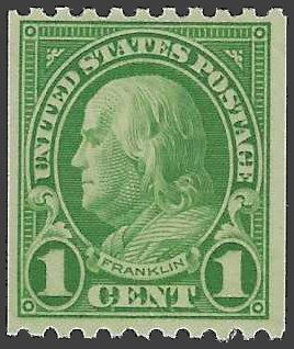 #604 1c Benjamin Franklin Coil Single 1924 Mint NH