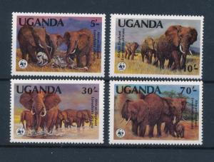 [60180] Uganda 1983 Wild animals Elephants WWF MLH