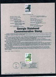 SP803 Georgia Statehood, Souvenir Page FDC (#2339)