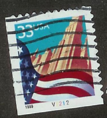 3278 Flag over City Used PN Single plate #V2212   [Inv2]