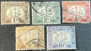 HONG KONG # J1-J5---USED---COMPLETE SET---POSTAGE DUE---1923