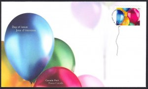 BIRTHDAY BALLOONS = Official FDC = Canada 2006 #2146