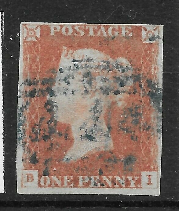 GB SG8 1841 1d RED USED WITH 1844 BLUE CANCEL