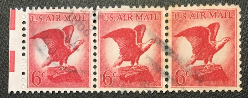 C67, Red Eagle, Circ. strip, tagged, Vic's Stamp Stash