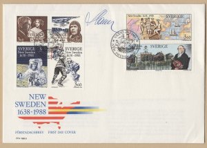 Sweden Finland joint issue Hockey Man on the Moon FDC signed Czeslaw Slania  