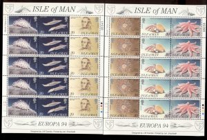 Isle of Man 1994 Europa, marine life 2xsheets MUH