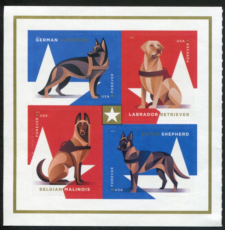 US 5405-5408   5408a MNH Military Working dogs Block of 4