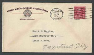 1934 Union Loan Savings Assoc W/2c #599a Recut Die Lincoln Ne Cover