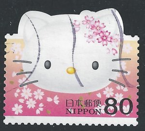 Japan #2884e 80y Head of Kitty with Spray of Flowers