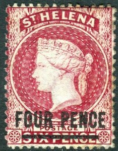 ST HELENA-1964-80 4d Carmine Perf 14x12½.  A lightly mounted mint example Sg 24