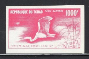 Chad 1971 Bird Egret 1000Fr Imperf Proof in Red MNH