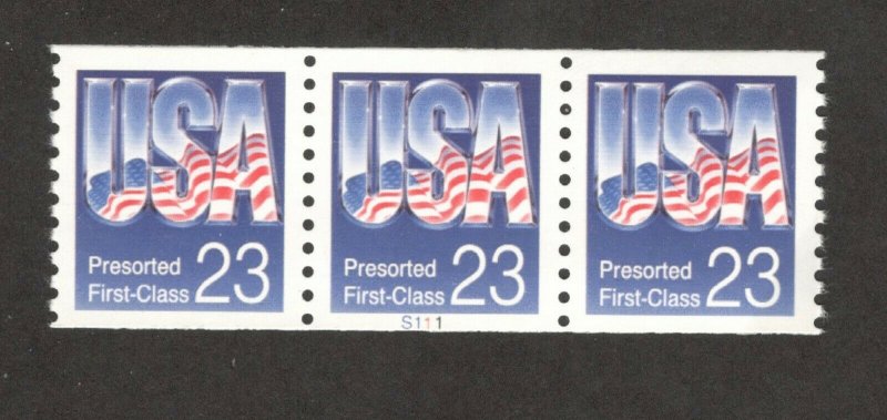 2608 USA & Flag Presorted Coil PNC Strip Of 3 (S111) Mint/nh FREE  SHIPPING