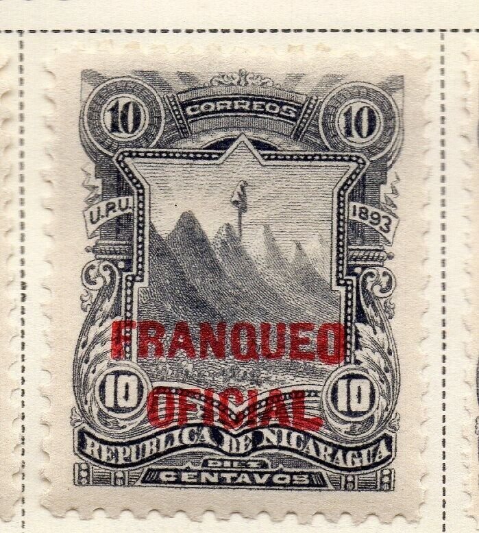 Nicaragua 1893 Early Issue Fine Mint Hinged 10c. Official Optd 323719