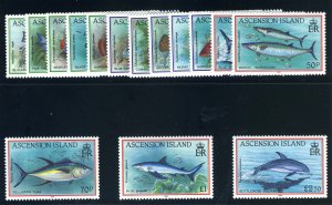 Ascension 1991 QEII Fishes set complete superb MNH. SG 554-568. Sc 516-530.