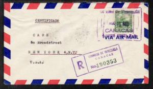 Venezuela to New York NY 1948 Registered Cover