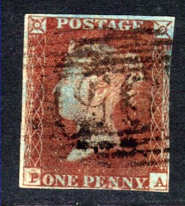 GB 1840 – 41 QV 1d Red Small Crown Imperf ( P & A )  ( E487 )