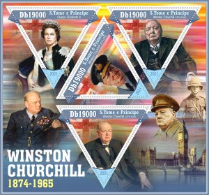 Stamps. Winston Churchill  2021 year 1+1 sheets perforated Sao Tome