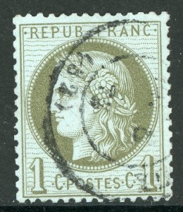 France Colonies 1870 Bordeaux Issue 1¢ Scott # 50 VFU H656 ⭐⭐