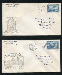 Canada Toronto - Ottawa First Flight Covers 1939